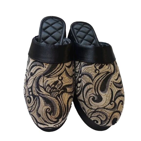 ZSA ZSA Women’s Slip On Shoes Luxury Slippers Black White Gold Size 7 holidays - Picture 5 of 6